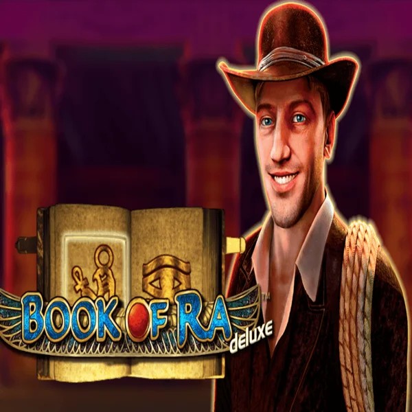 Official Slots logo: Book of Ra Deluxe by Novomatic at Spinjo Casino
