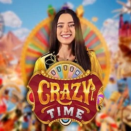 Crazy Time slot logo by Evolution at Spinjo Casino