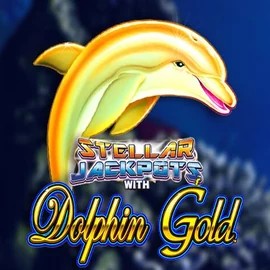 Dolphin Gold with Stellar Jackpots online game logo by Lightning Box Game on spinjocasino.eu